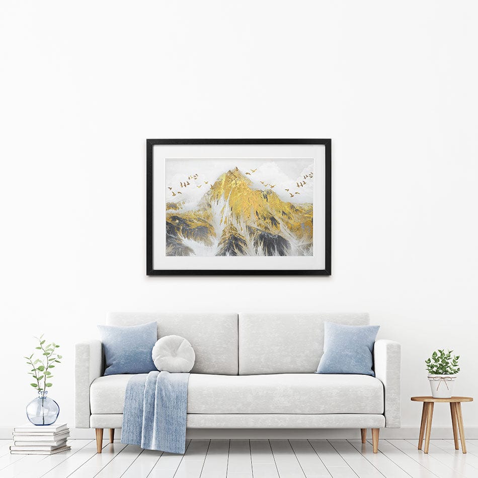 Birds And Peaks Framed Art Print wall art product jesseyy / Shutterstock