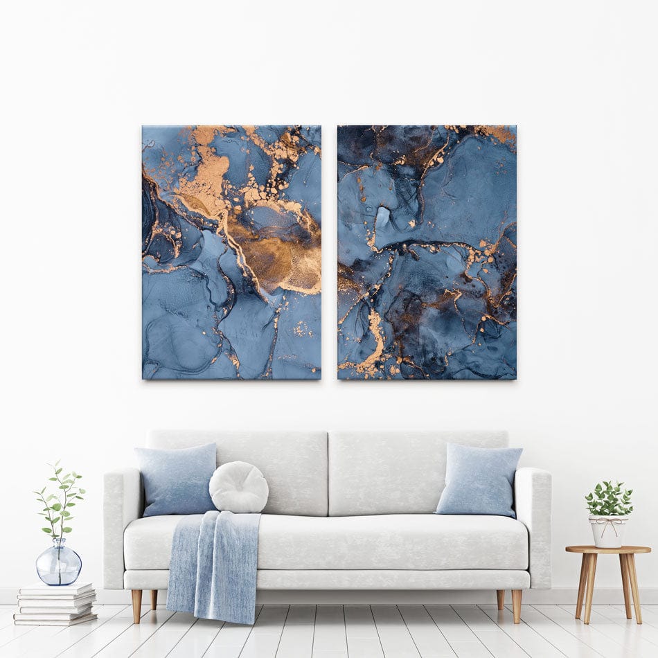 Blue And Bronze Marble Duo Canvas Print wall art product djero.adlibeshe yahoo.com / Shutterstock