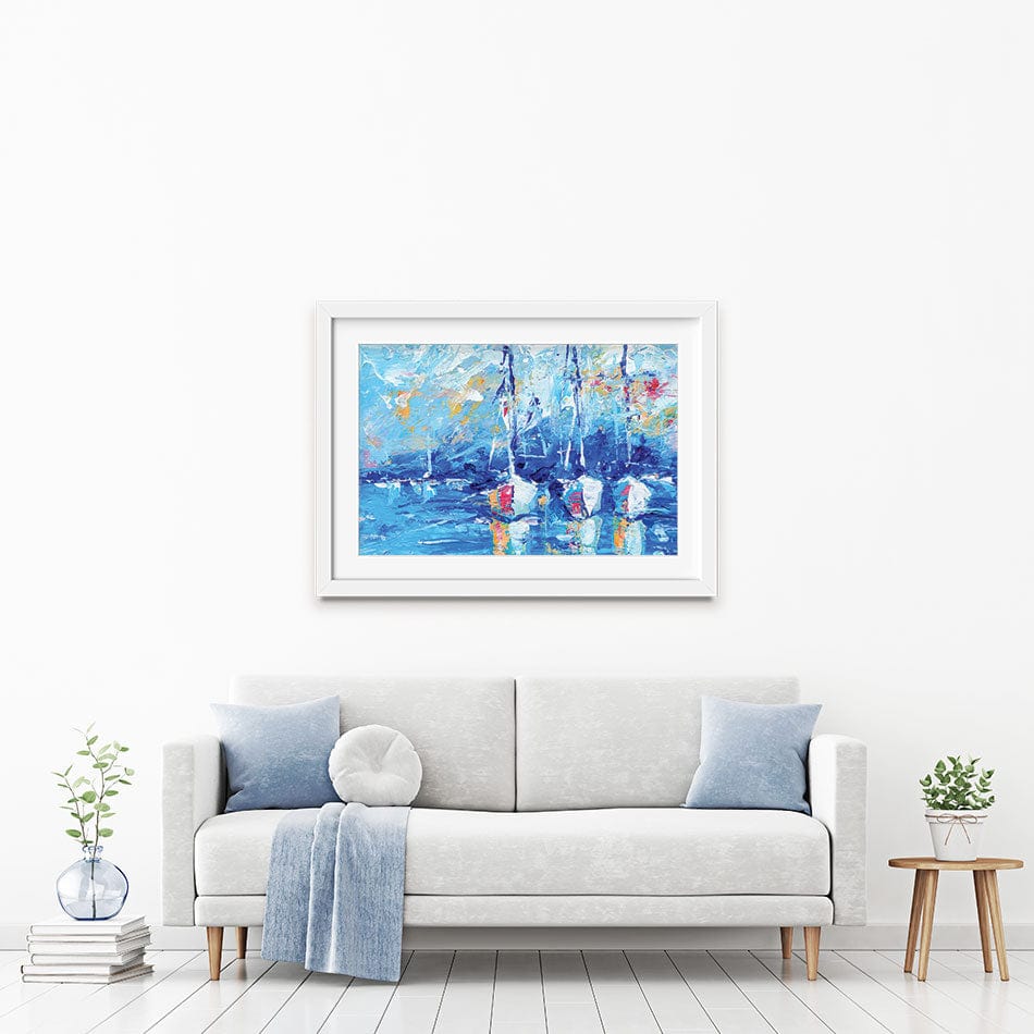 Blue Boats Framed Art Print wall art product LoveDesignShop / Shutterstock