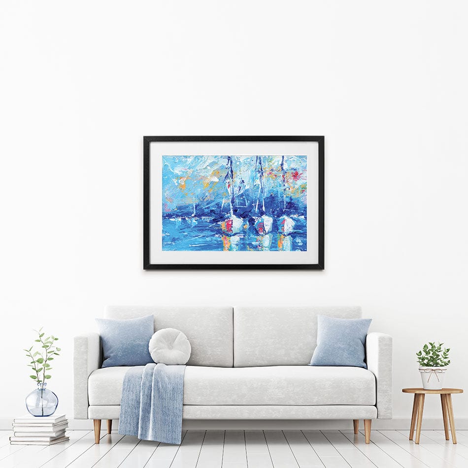 Blue Boats Framed Art Print wall art product LoveDesignShop / Shutterstock