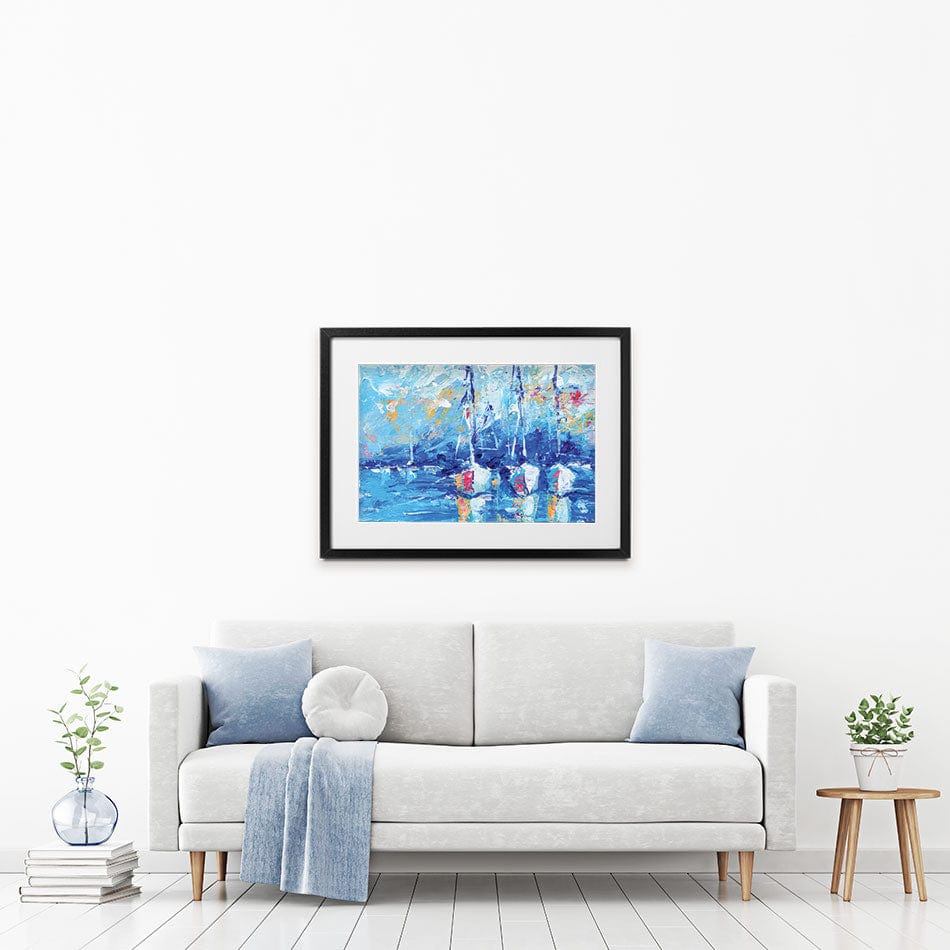 Blue Boats Framed Art Print wall art product LoveDesignShop / Shutterstock