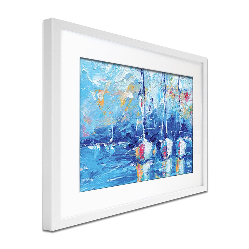Blue Boats Framed Art Print wall art product LoveDesignShop / Shutterstock