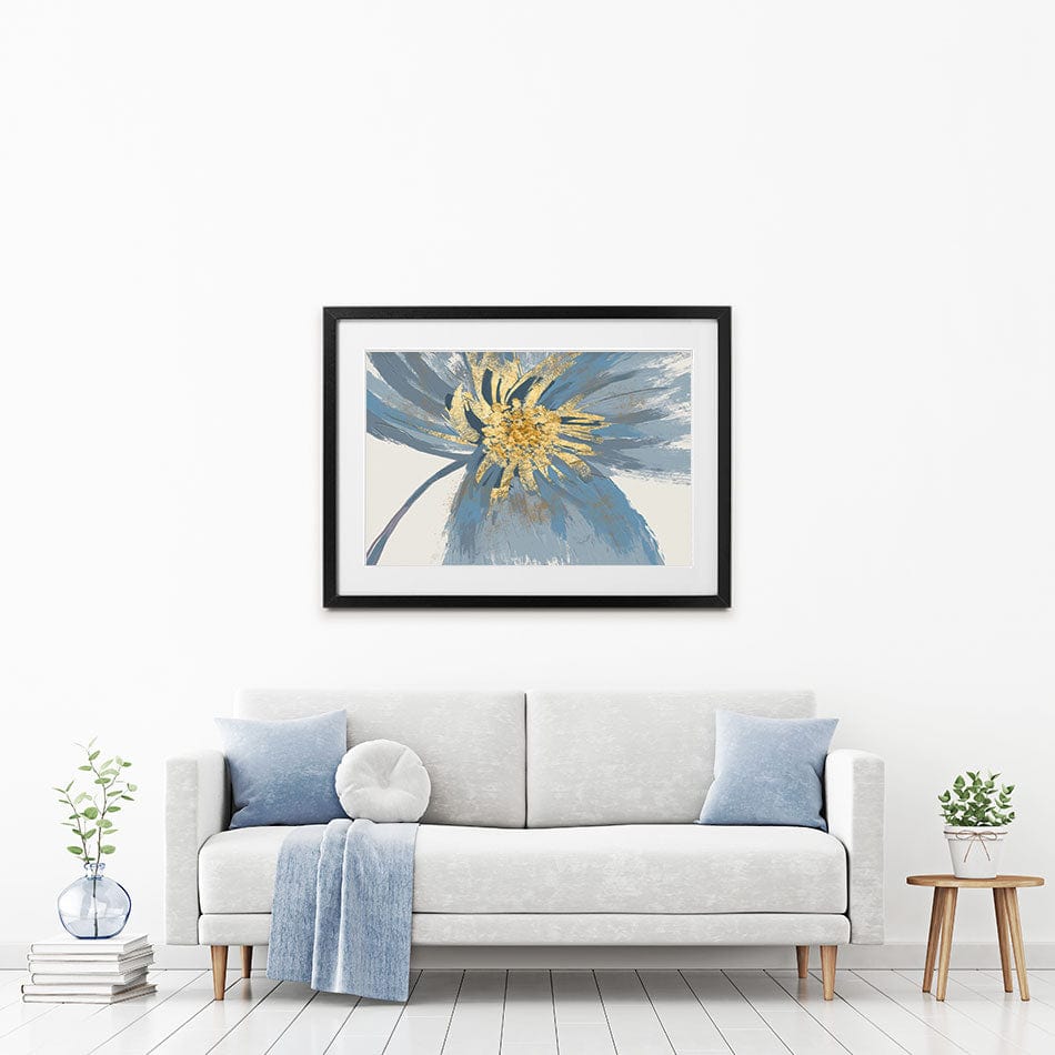 Blue Grey Flower Framed Art Print wall art product Girls and Dreams / Shutterstock