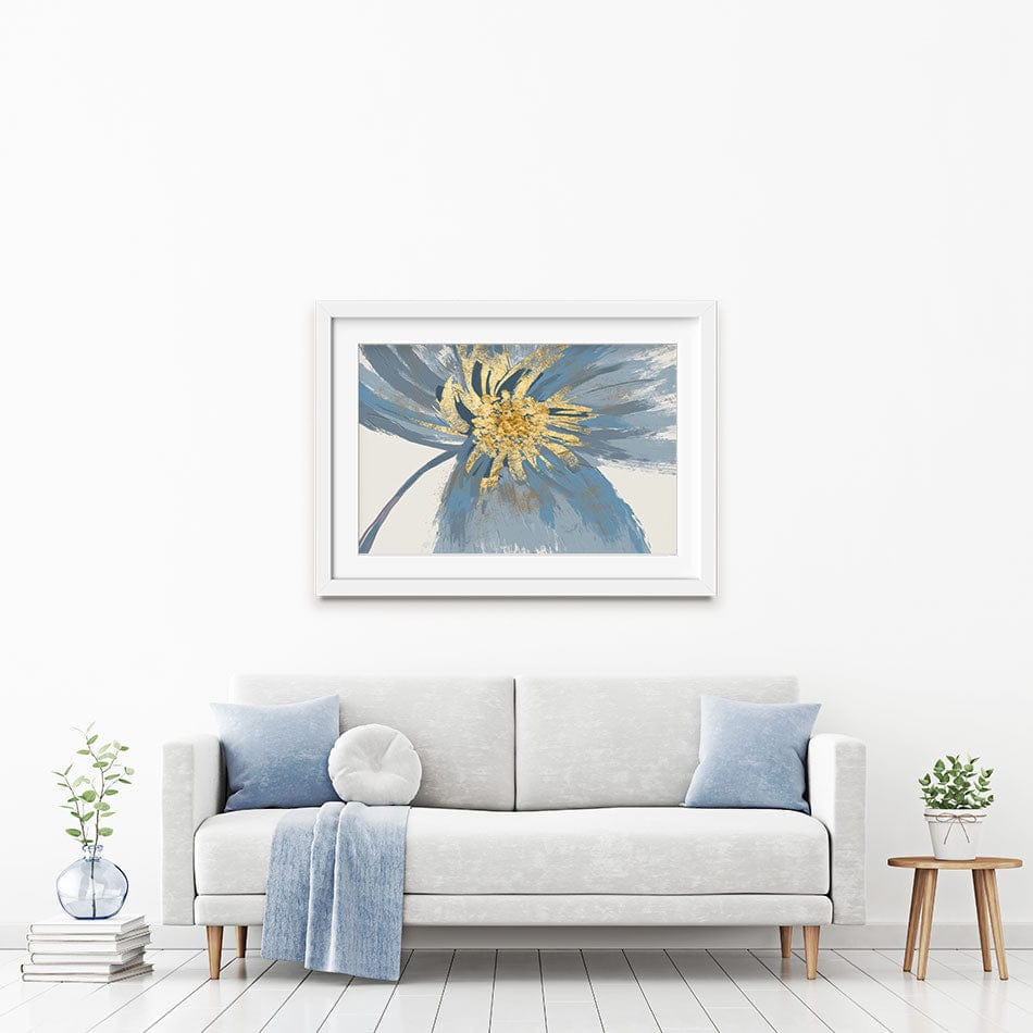 Blue Grey Flower Framed Art Print wall art product Girls and Dreams / Shutterstock
