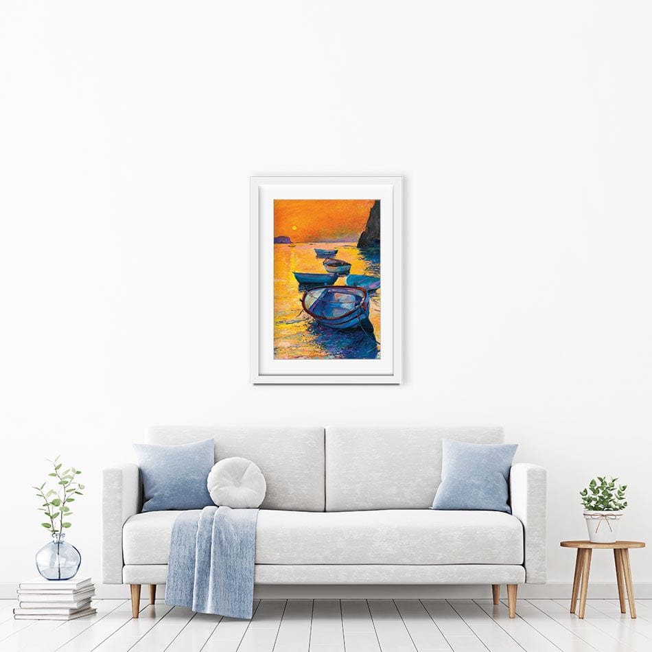 Boats At Sunset Framed Art Print wall art product Ivailo Nikolov / Shutterstock