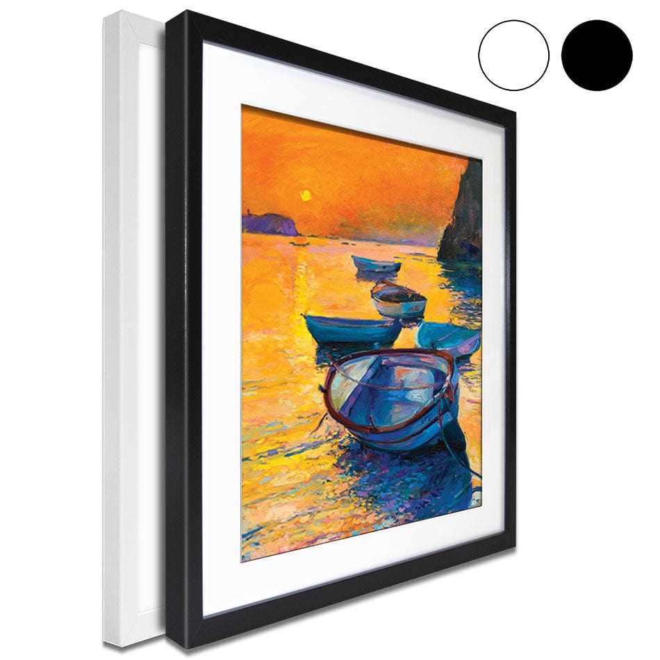 Boats At Sunset Framed Art Print wall art product Ivailo Nikolov / Shutterstock