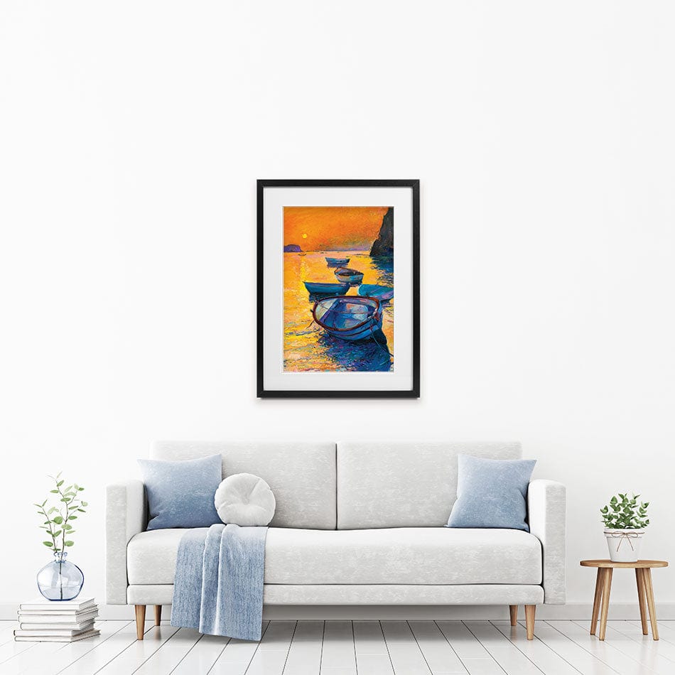 Boats At Sunset Framed Art Print wall art product Ivailo Nikolov / Shutterstock