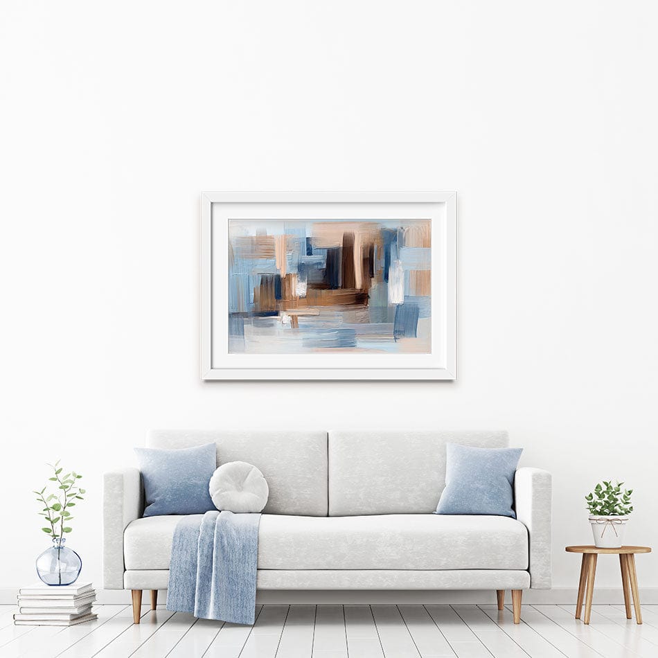 Brushed Beige And Blue Framed Art Print wall art product artGALINI / Shutterstock