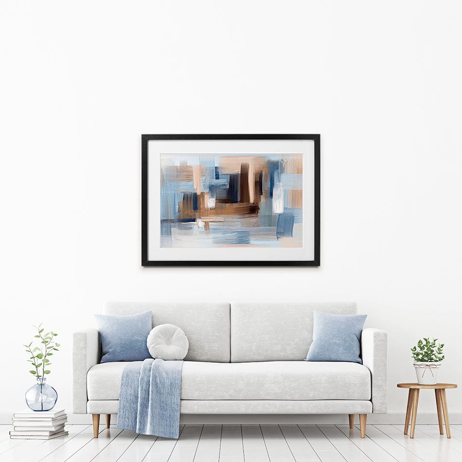 Brushed Beige And Blue Framed Art Print wall art product artGALINI / Shutterstock