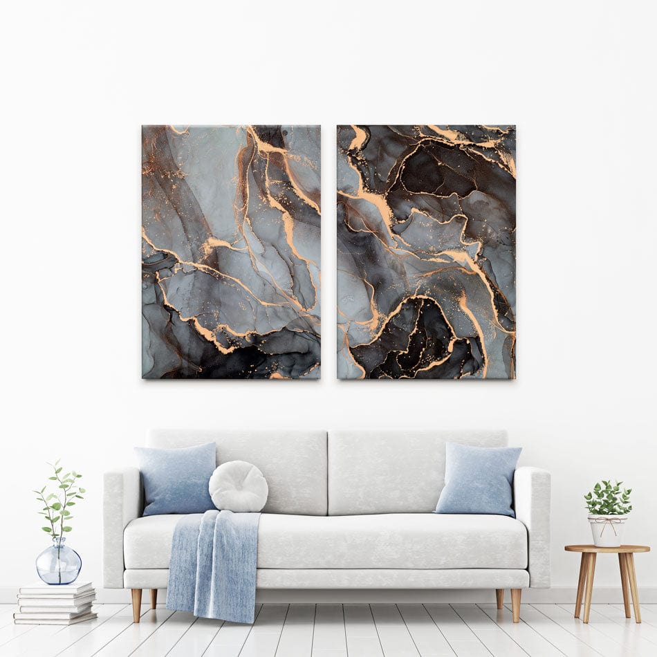 Charcoal Marble Duo Canvas Print wall art product djero.adlibeshe / Shutterstock