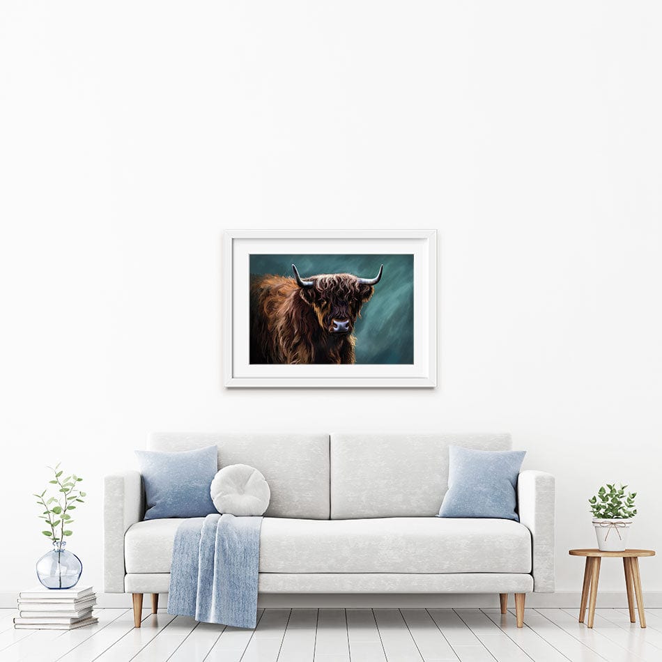 Chocolate Brown Highland Cow Framed Art Print wall art product Josephina Popova / Shutterstock