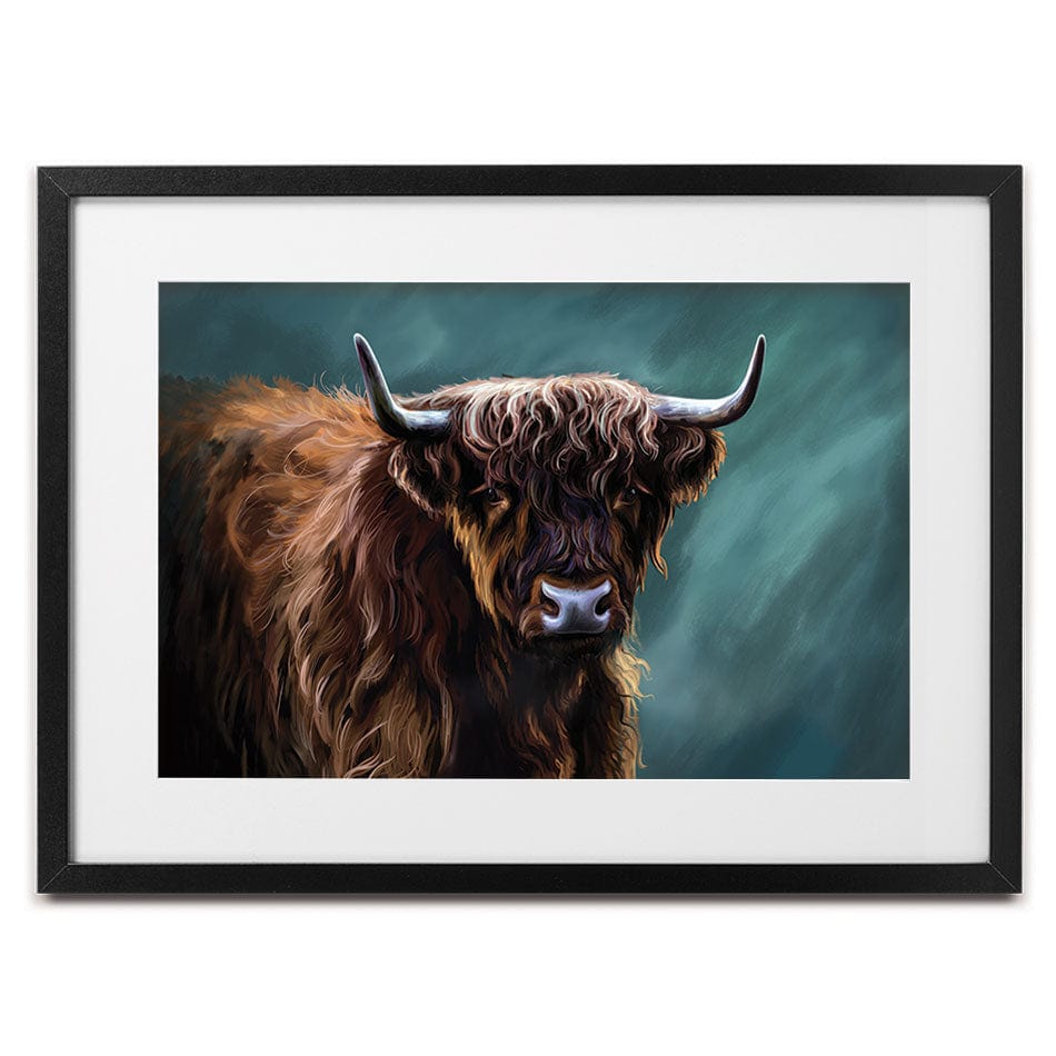 Chocolate Brown Highland Cow Framed Art Print wall art product Josephina Popova / Shutterstock