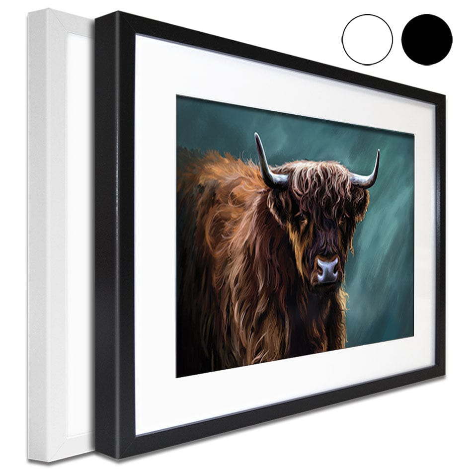 Chocolate Brown Highland Cow Framed Art Print wall art product Josephina Popova / Shutterstock