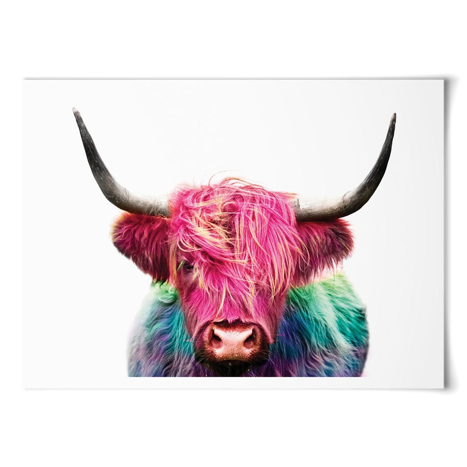 Colourful Pink Highland Cow Art Print wall art product Patricia Chumillas / Shutterstock