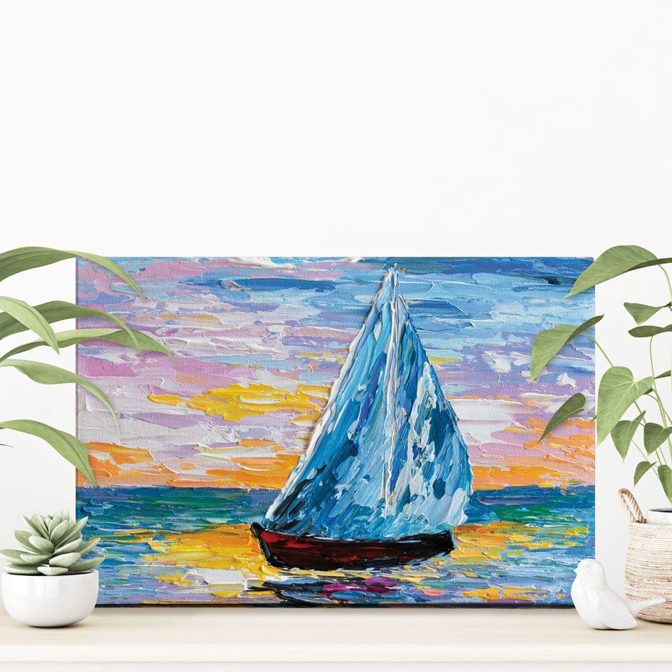 Colourful Sailing Boat Canvas Print wall art product Olga Tkachyk