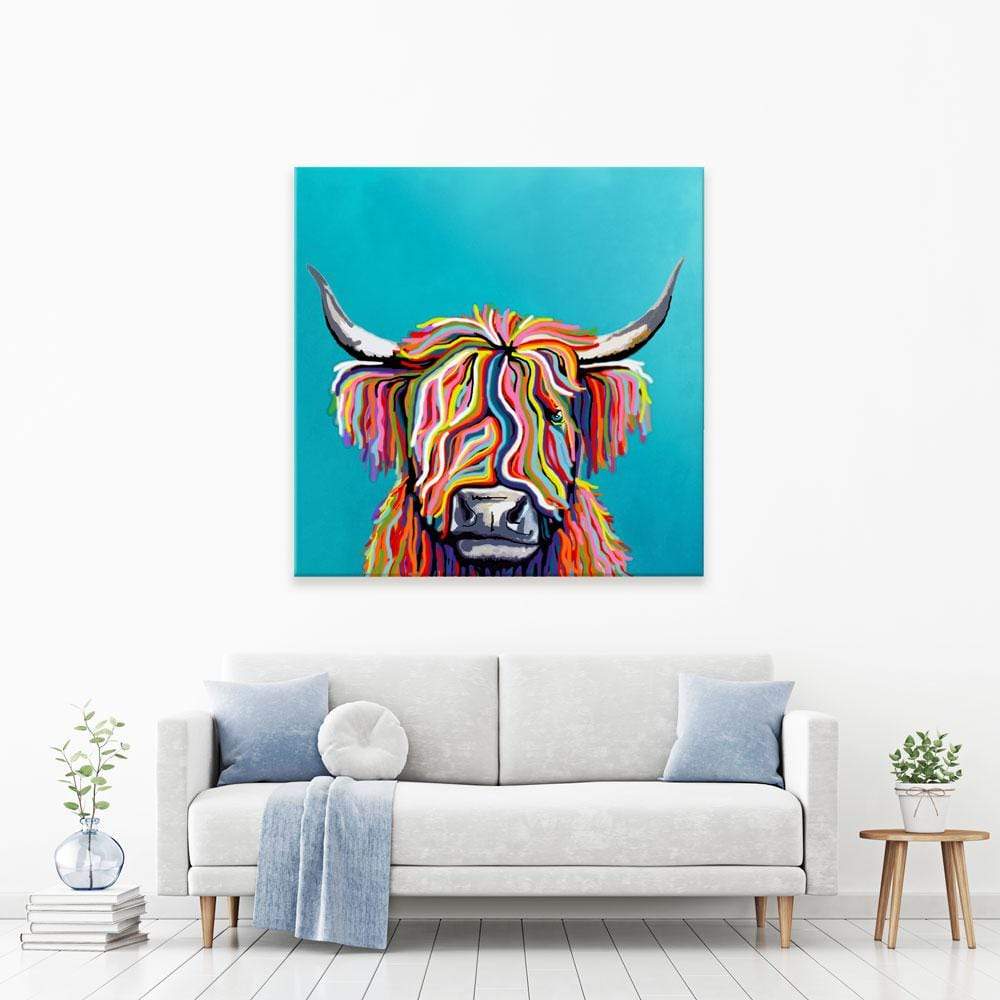 Colourful Scottish Cow Canvas Print wall art product Independent