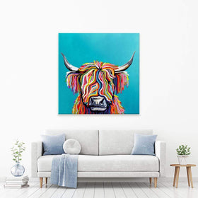Colourful Scottish Cow Canvas Print wall art product Independent