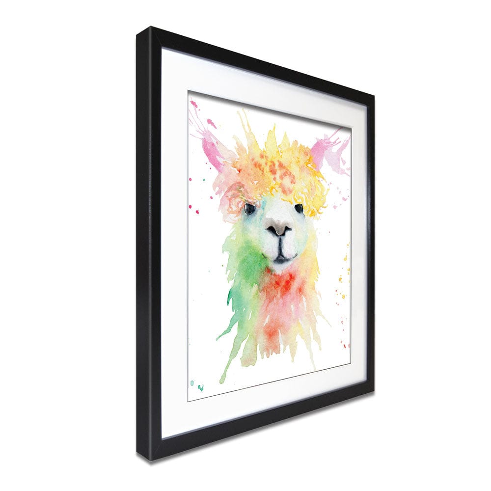 Colourful Watercolour Alpaca Framed Art Print wall art product Olga Toshka / Shutterstock