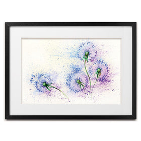 Dandelions In Blue And Purple Framed Art Print wall art product Valenty / Shutterstock