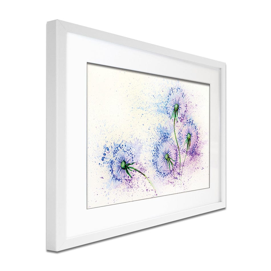 Dandelions In Blue And Purple Framed Art Print wall art product Valenty / Shutterstock