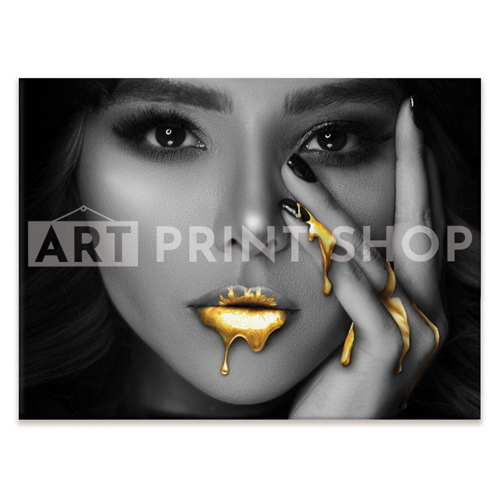 Dripping Golden Lips Canvas Print wall art product H Cleary / Independent