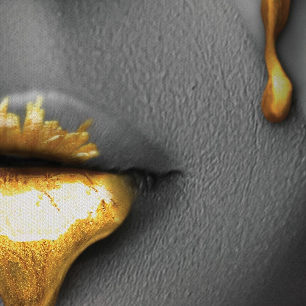 Dripping Golden Lips Canvas Print wall art product H Cleary / Independent