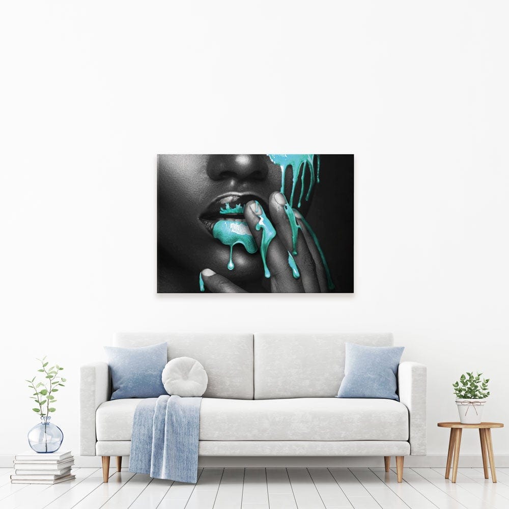 Dripping Teal Canvas Print wall art product H Cleary / Independent