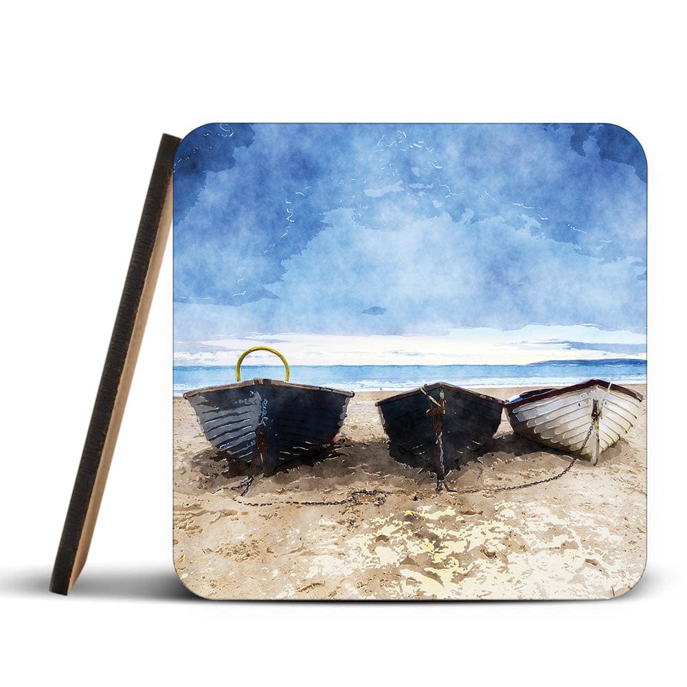 Fishing Boats Under A Brooding Sky Coaster Set wall art product Helen Hotson / Shutterstock