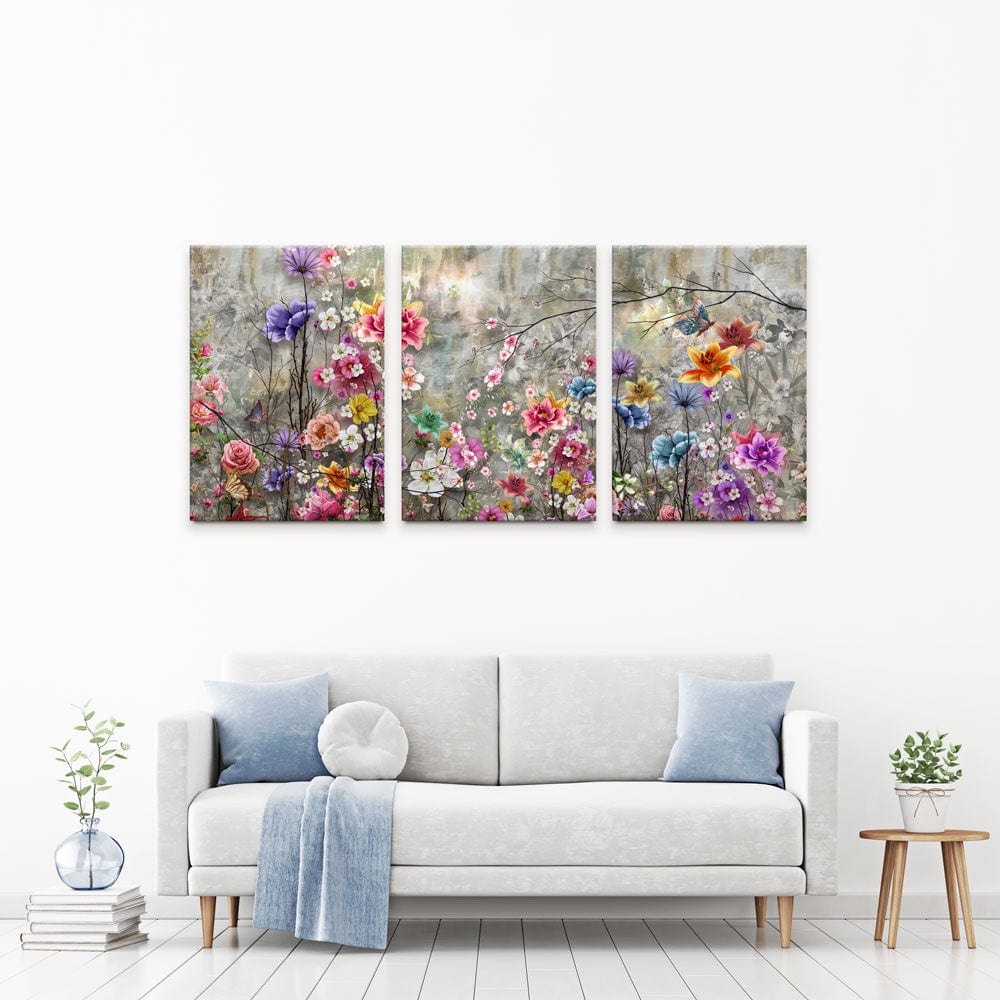 Flowers Everywhere Trio Canvas Print wall art product Pawaris Pattano09 / Shutterstock