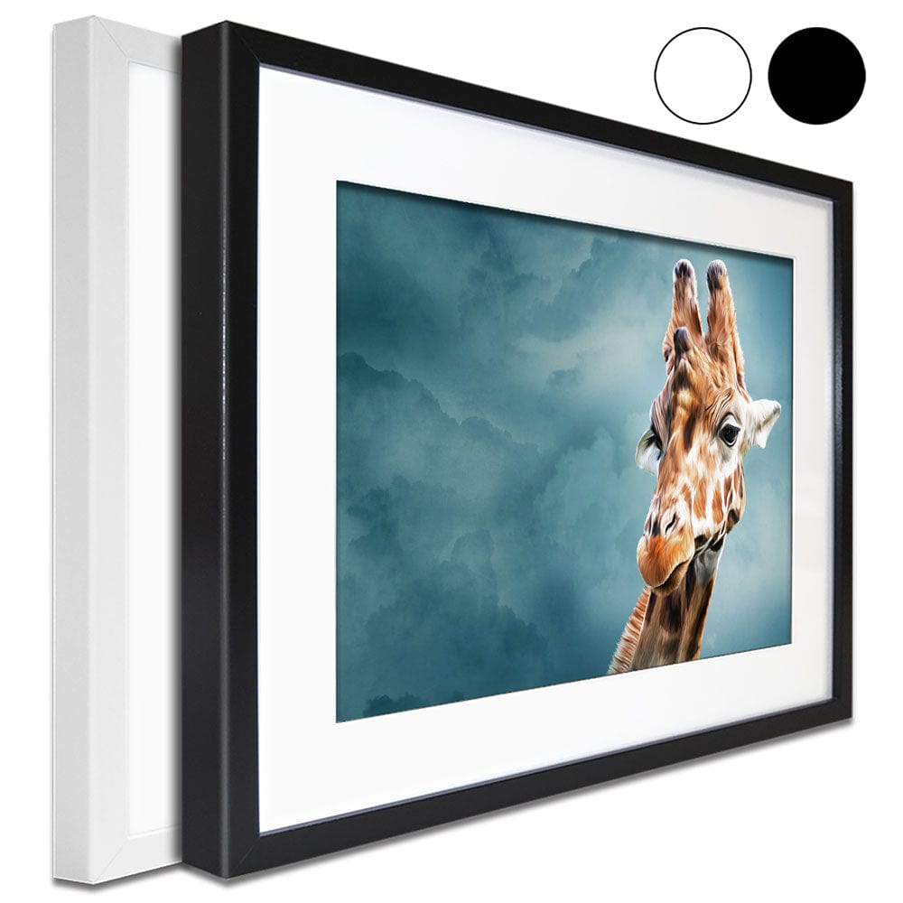 Giraffe In The Clouds Framed Art Print wall art product lisima / Shutterstock