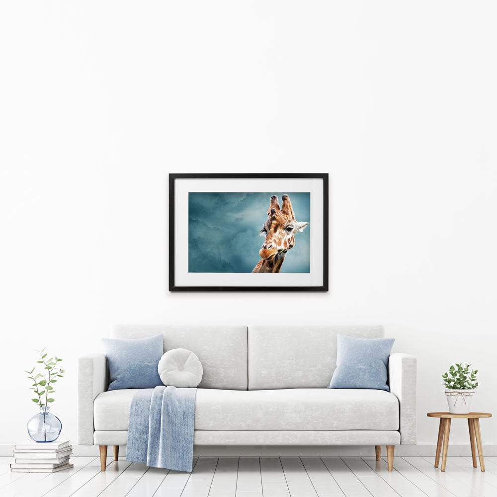 Giraffe In The Clouds Framed Art Print wall art product lisima / Shutterstock