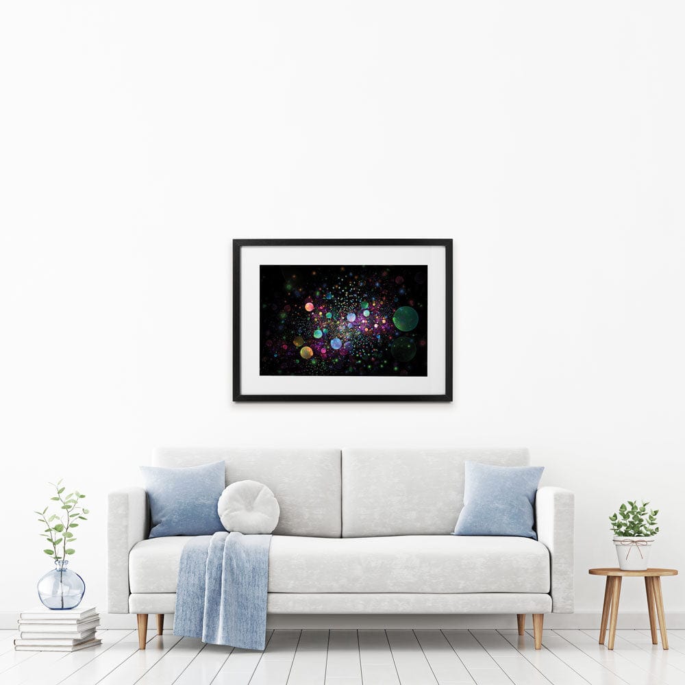 Glowing Rainbow Drops Framed Art Print wall art product Shvets_Art / Shutterstock