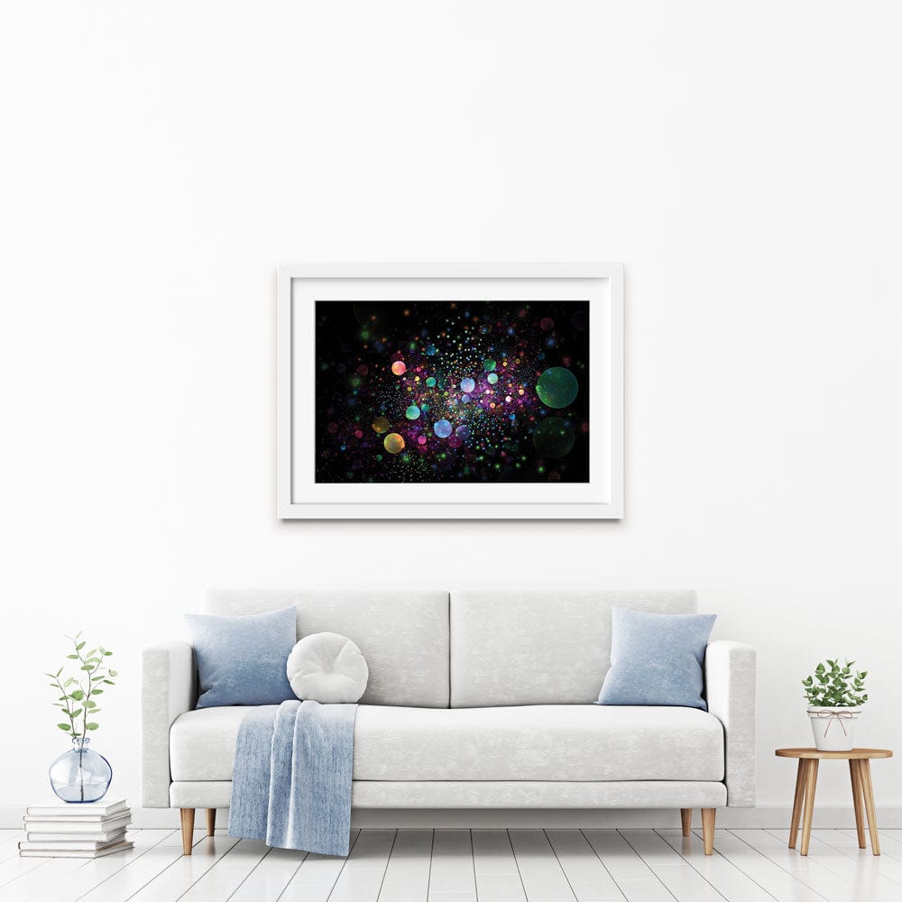 Glowing Rainbow Drops Framed Art Print wall art product Shvets_Art / Shutterstock