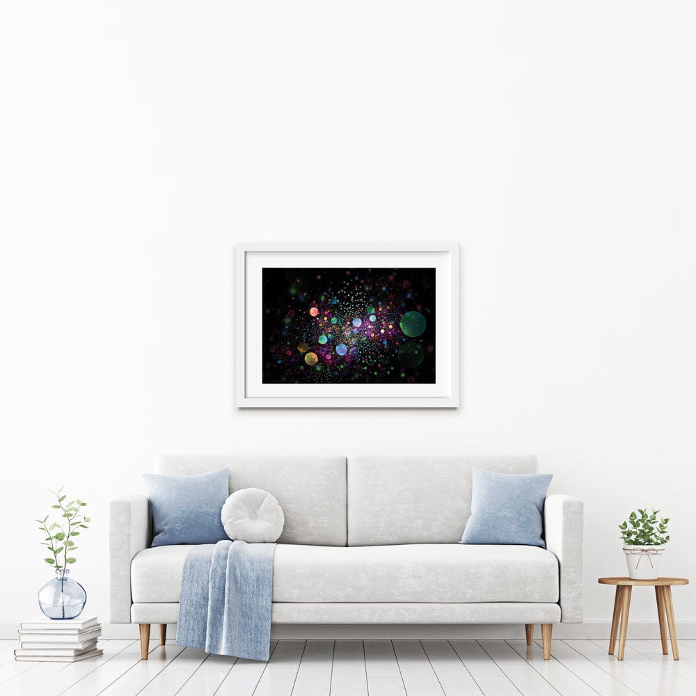 Glowing Rainbow Drops Framed Art Print wall art product Shvets_Art / Shutterstock