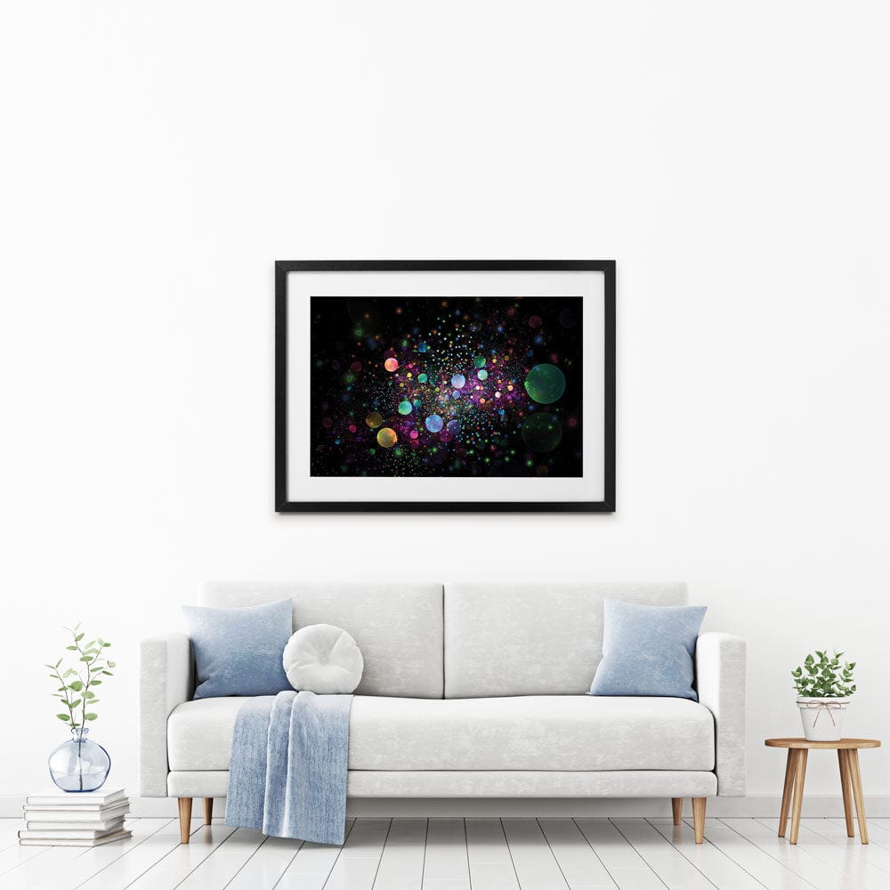 Glowing Rainbow Drops Framed Art Print wall art product Shvets_Art / Shutterstock