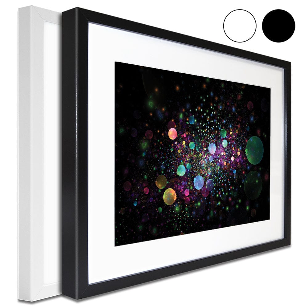 Glowing Rainbow Drops Framed Art Print wall art product Shvets_Art / Shutterstock