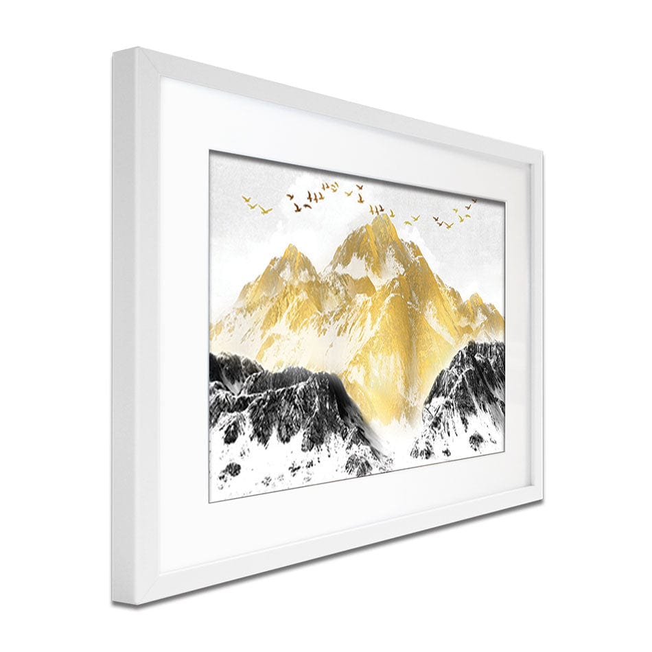 Golden Grey Mountains Framed Art Print wall art product jesseyy / Shutterstock