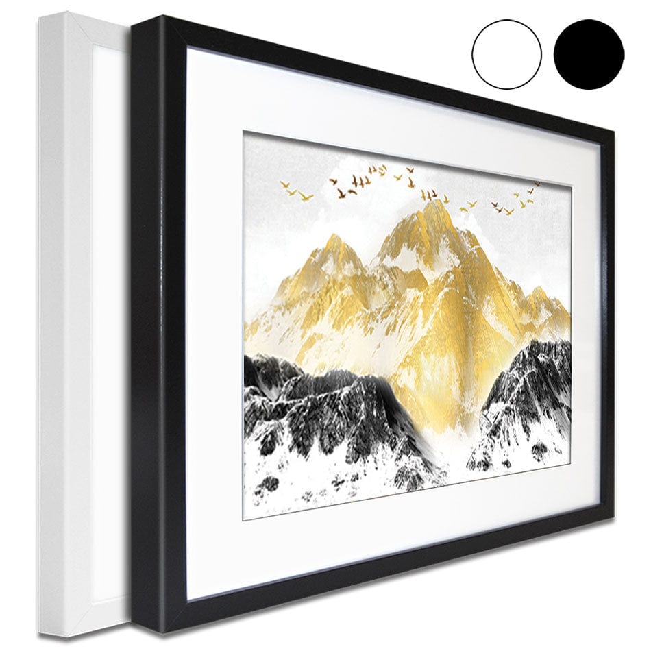 Golden Grey Mountains Framed Art Print wall art product jesseyy / Shutterstock