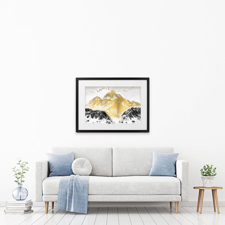 Golden Grey Mountains Framed Art Print wall art product jesseyy / Shutterstock