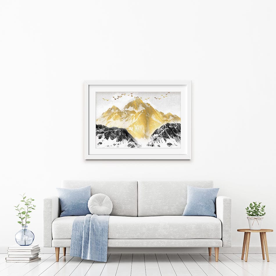 Golden Grey Mountains Framed Art Print wall art product jesseyy / Shutterstock