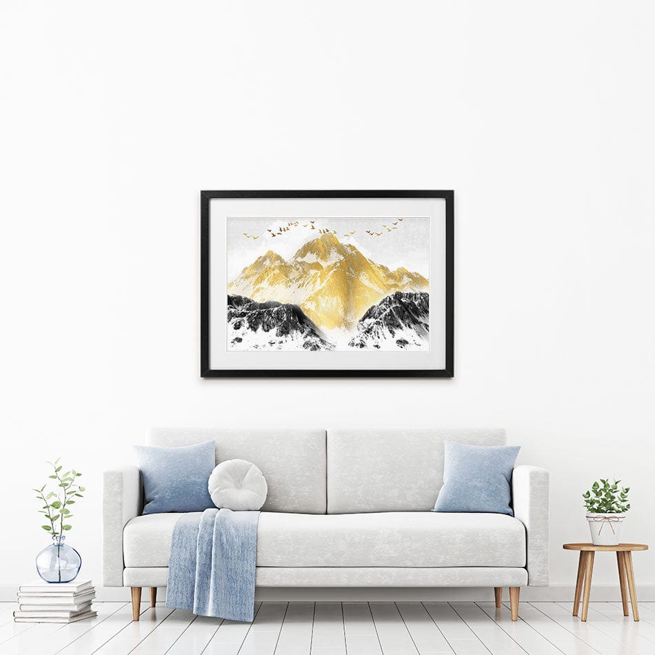 Golden Grey Mountains Framed Art Print wall art product jesseyy / Shutterstock