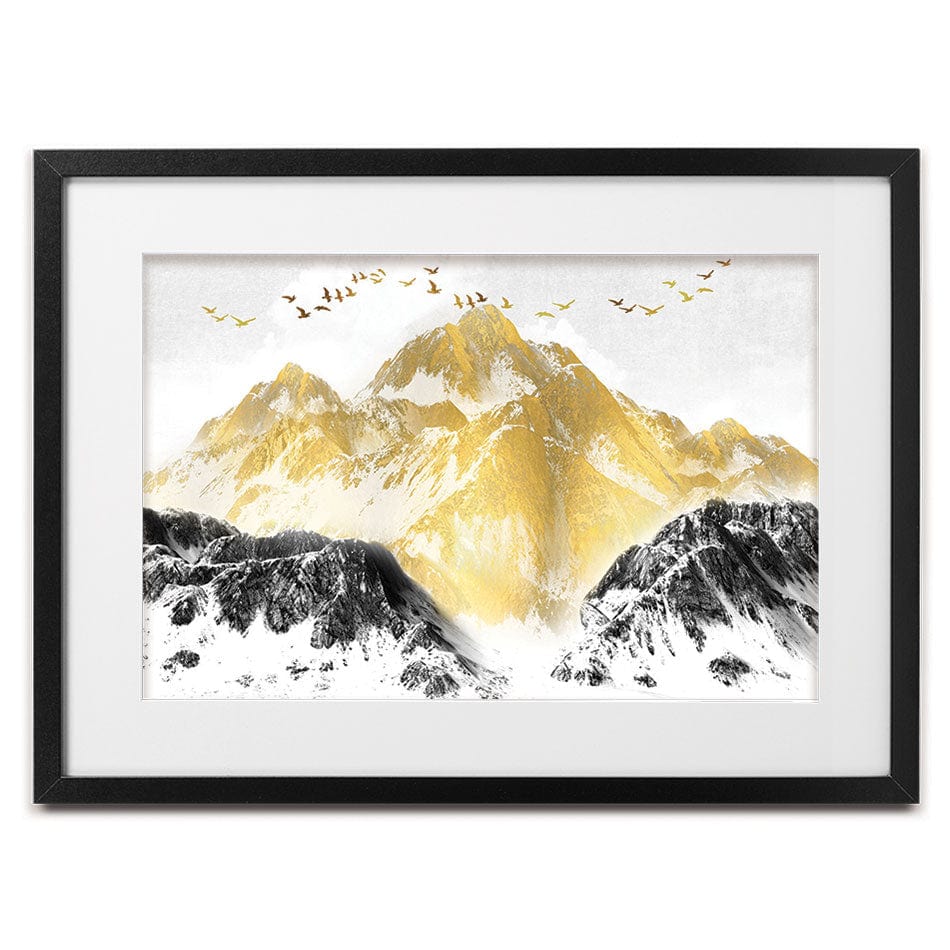 Golden Grey Mountains Framed Art Print wall art product jesseyy / Shutterstock