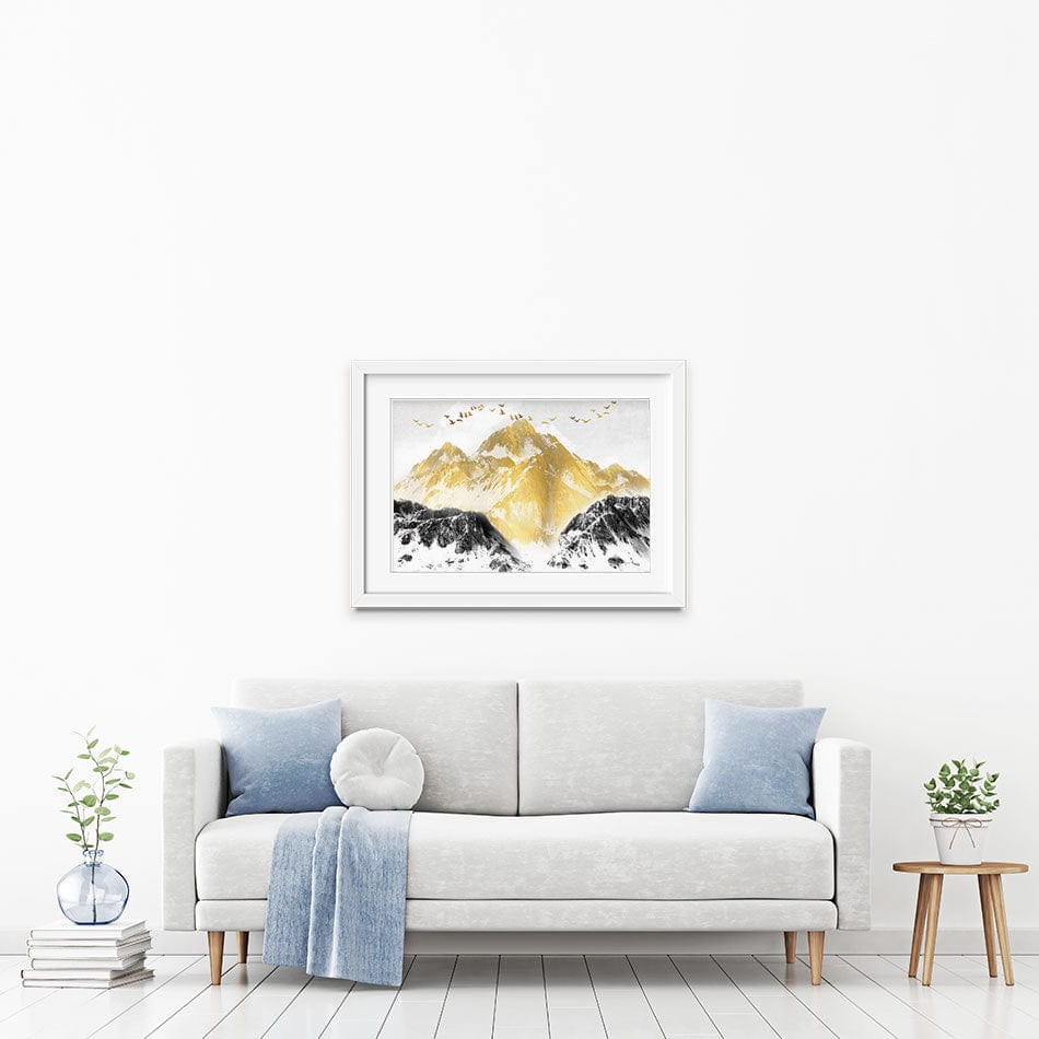 Golden Grey Mountains Framed Art Print wall art product jesseyy / Shutterstock