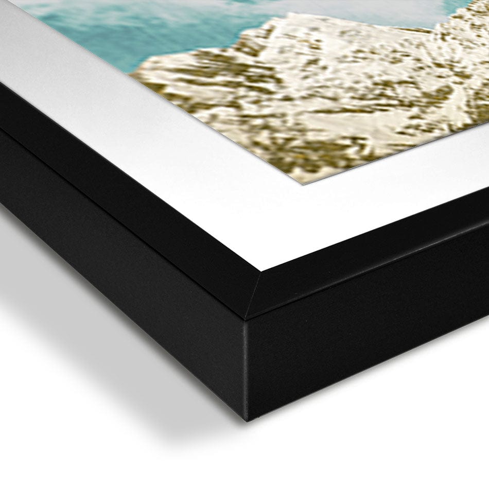 Golden Teal Mountains Framed Art Print wall art product jesseyy / Shutterstock