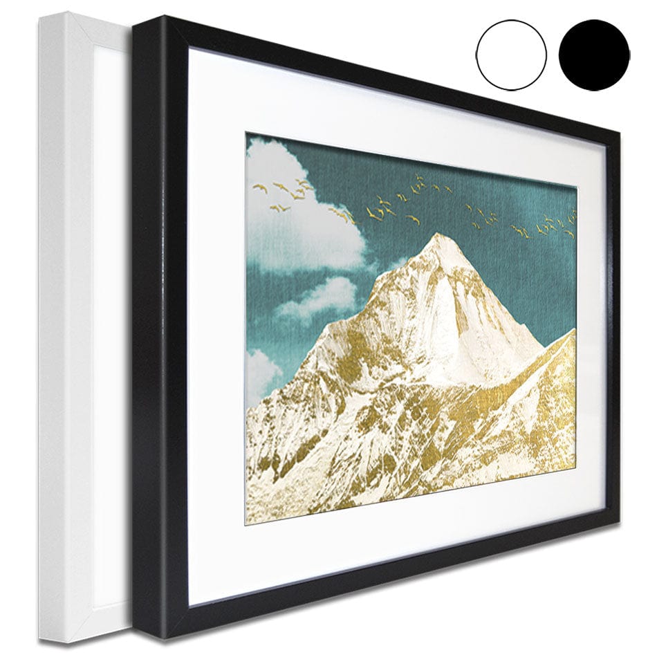 Golden Teal Mountains Framed Art Print wall art product jesseyy / Shutterstock