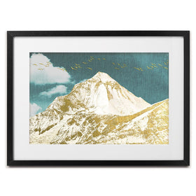 Golden Teal Mountains Framed Art Print wall art product jesseyy / Shutterstock