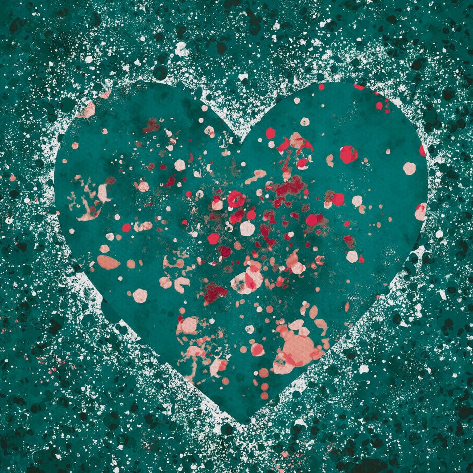 Green Hearts Splatter Canvas Print wall art product J Tonges / Independent