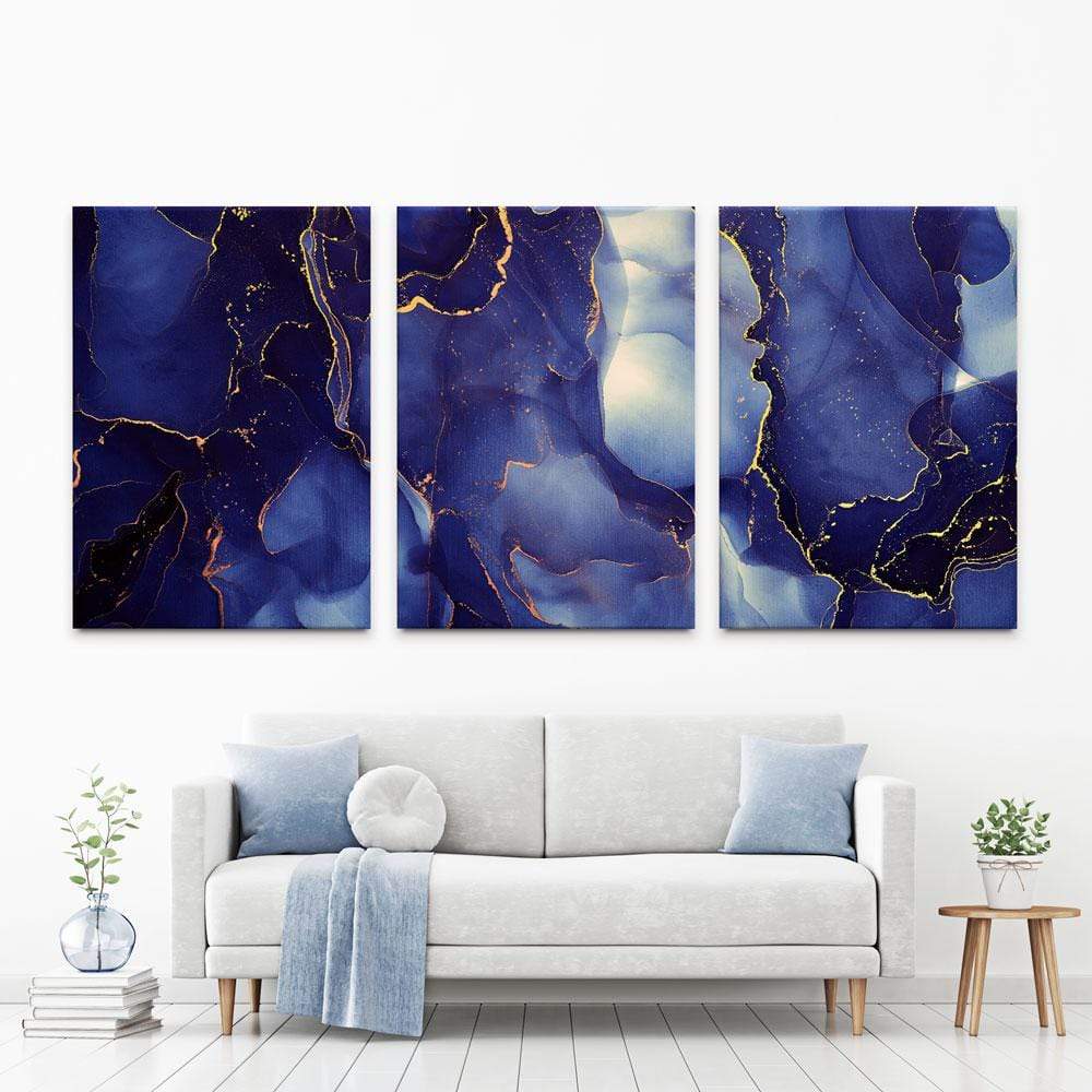 Inky Blue Marble Trio Canvas Print wall art product djero.adlibeshe yahoo.com / Shutterstock