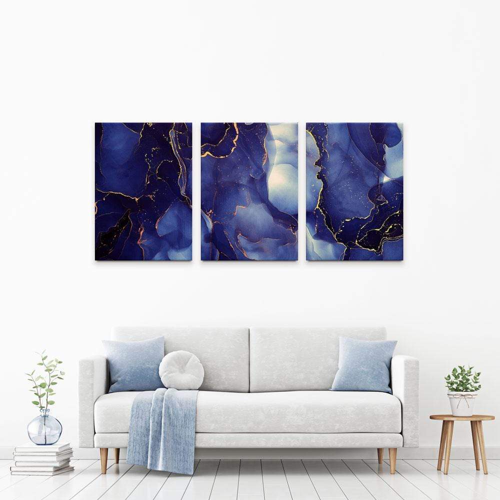 Inky Blue Marble Trio Canvas Print wall art product djero.adlibeshe yahoo.com / Shutterstock