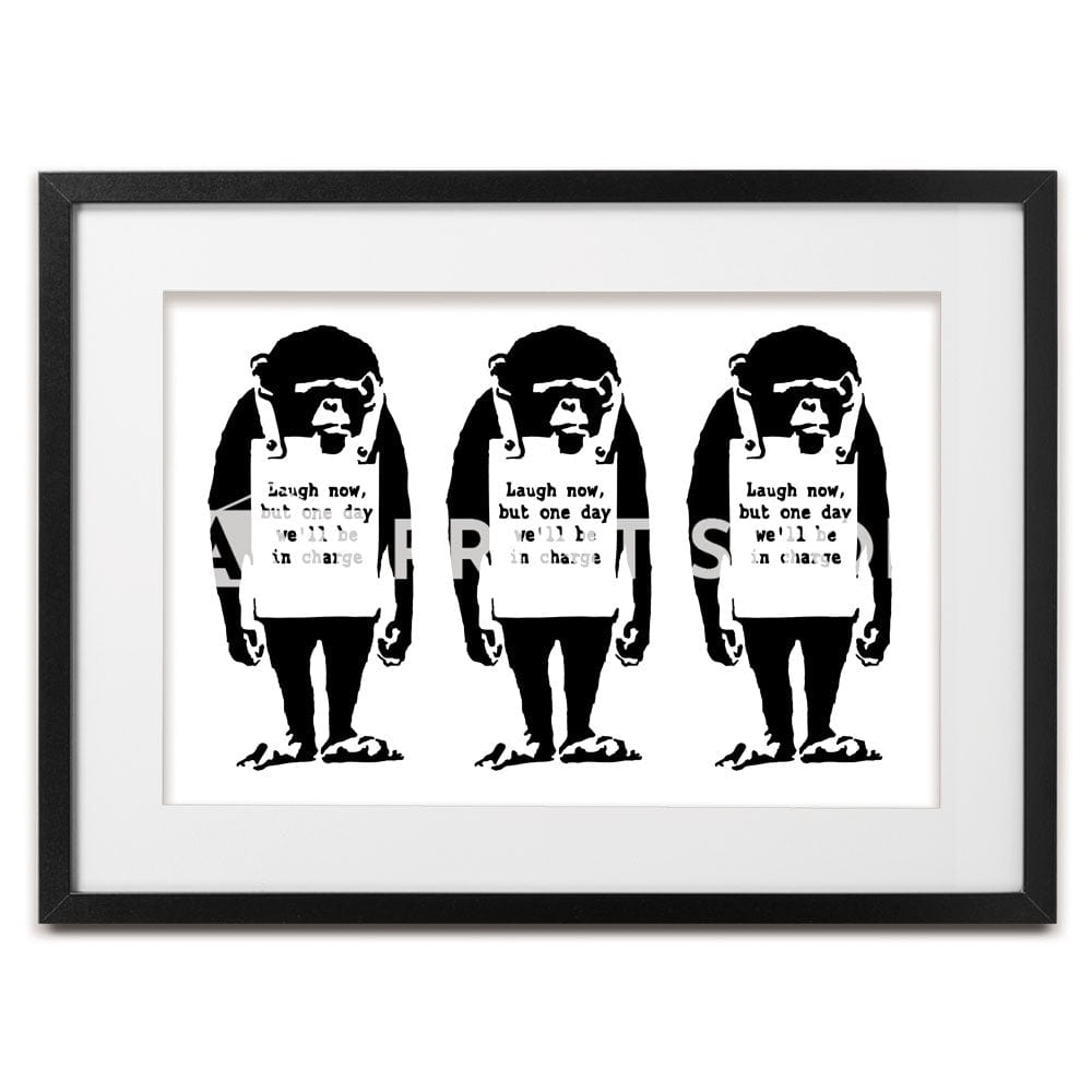 Laugh Now Trio Framed Art Print wall art product Banksy